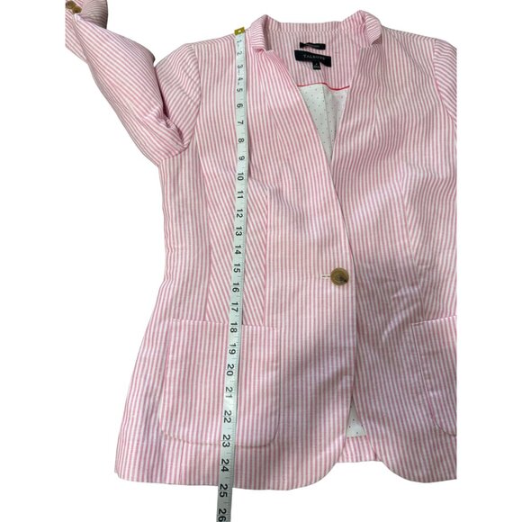 Talbots Women's Blazer Aberdeen Linen Blend Pink Striped Seersucker Size 4 - Picture 6 of 7